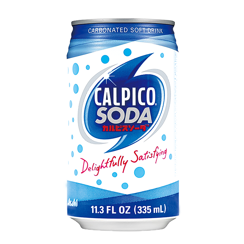 A 11.3 FL OZ (335 mL) can of Calpico Soda carbonated soft drink.