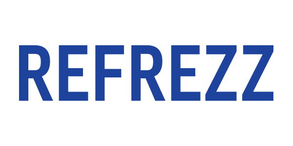 Refrezz brand logo in bold blue letters on a transparent background.